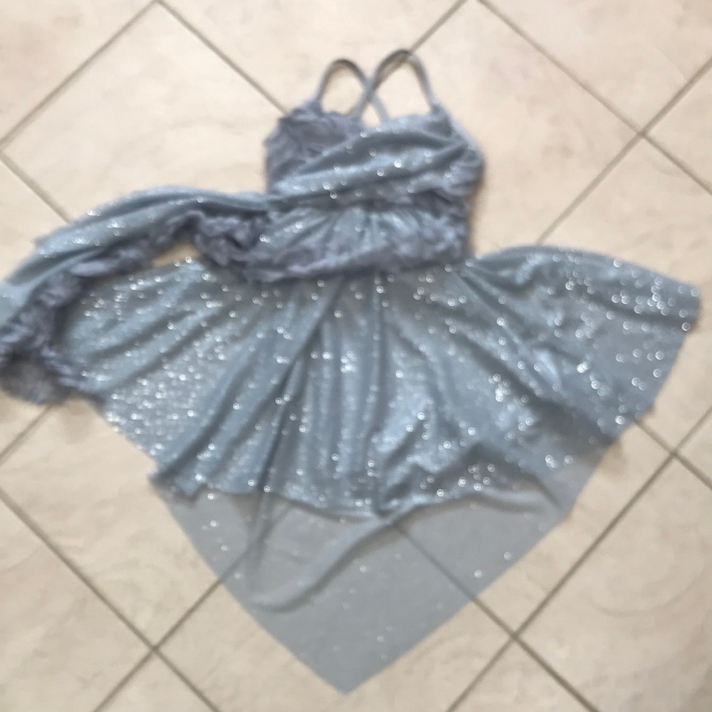 Weissman Dance Costume Silver Gray Shimmer Child Large